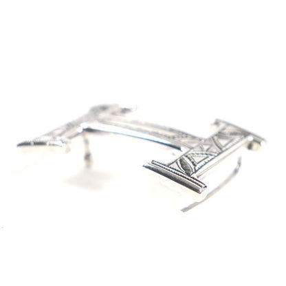 Hermes Touareg Ag925 Hand Engraved Design Hairline H Logo Belt Buckle Silver