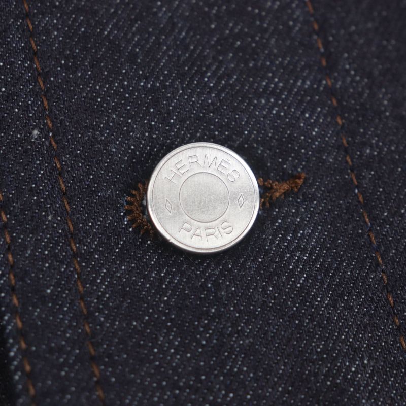 Hermes 23SS Icon Au Carre Cotton Serie Button Embroidery Patch Leather Patch