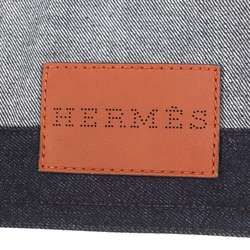 Hermes 23SS Icon Au Carre Cotton Serie Button Embroidery Patch Leather Patch
