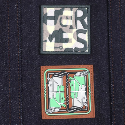 Hermes 23SS Icon Au Carre Cotton Serie Button Embroidery Patch Leather Patch