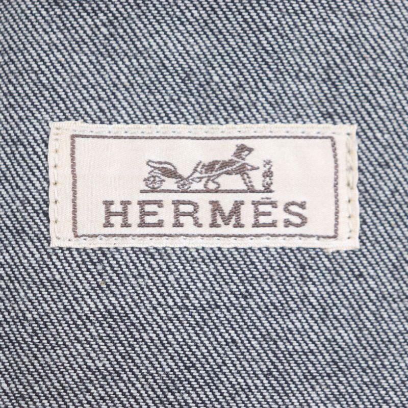 Hermes 23SS Icon Au Carre Cotton Serie Button Embroidery Patch Leather Patch