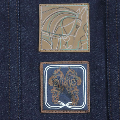 Hermes 23SS Icon Au Carre Cotton Serie Button Embroidery Patch Leather Patch
