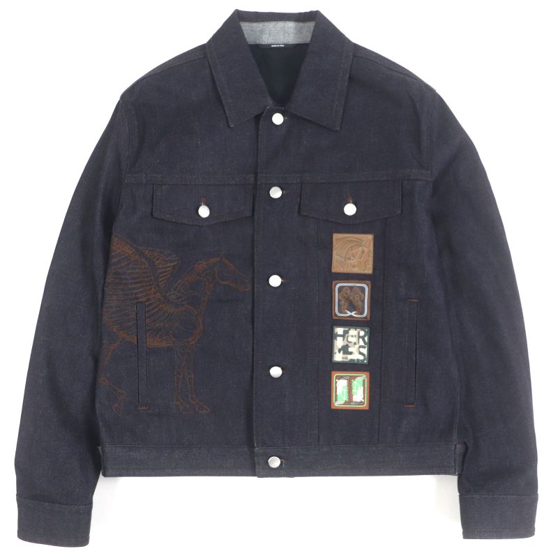 Hermes 23SS Icon Au Carre Cotton Serie Button Embroidery Patch Leather Patch