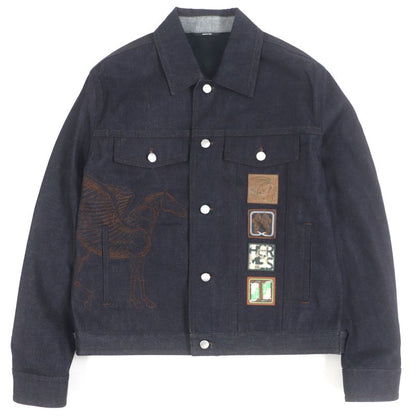 Hermes 23SS Icon Au Carre Cotton Serie Button Embroidery Patch Leather Patch