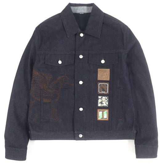 Hermes 23SS Icon Au Carre Cotton Serie Button Embroidery Patch Leather Patch