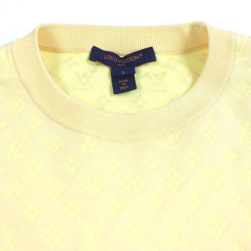 Louis Vuitton 24SS 64% Silk Monogram Crew Neck Knit Sweater Yellow S Made In