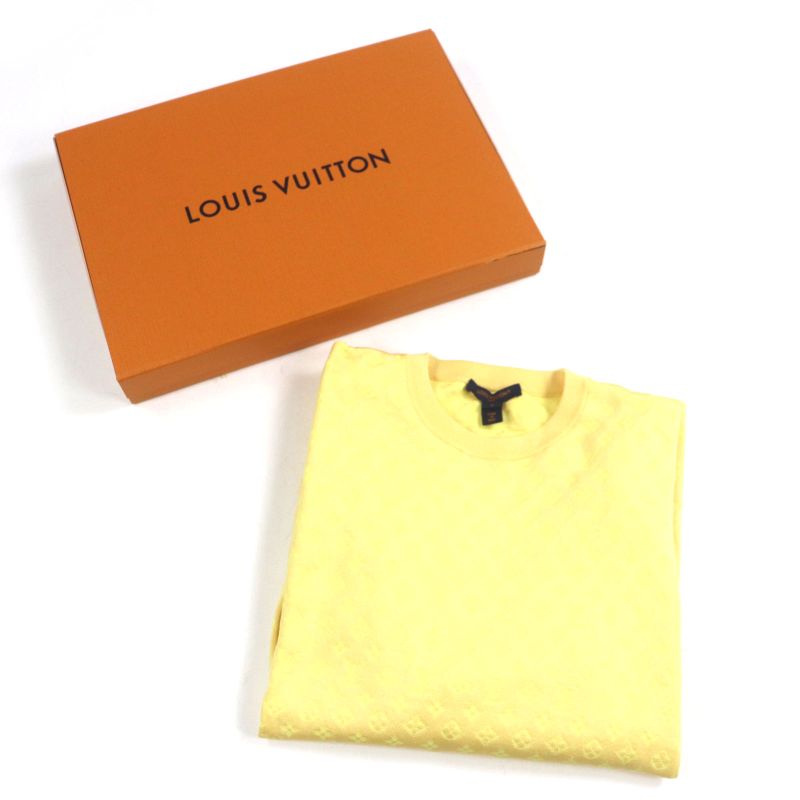 Louis Vuitton 24SS 64% Silk Monogram Crew Neck Knit Sweater Yellow S Made In