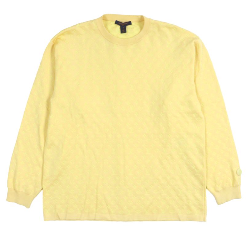 Louis Vuitton 24SS 64% Silk Monogram Crew Neck Knit Sweater Yellow S Made In