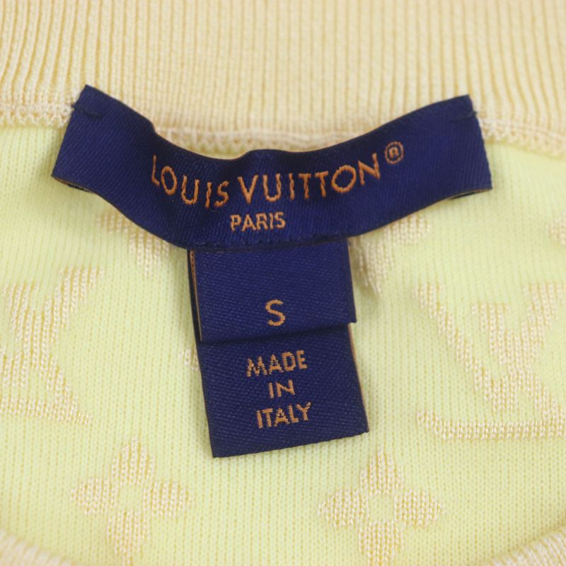 Louis Vuitton 24SS 64% Silk Monogram Crew Neck Knit Sweater Yellow S Made In
