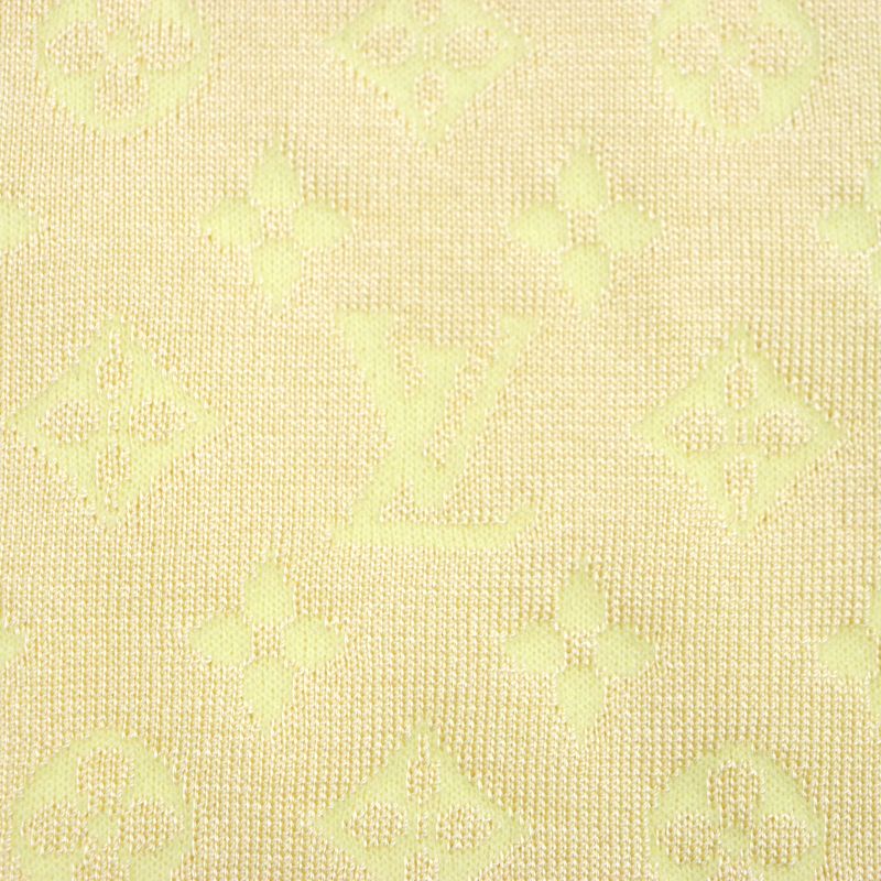 Louis Vuitton 24SS 64% Silk Monogram Crew Neck Knit Sweater Yellow S Made In