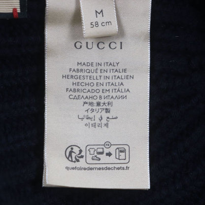 Gucci 759059 75% Wool Hat With Logo Badge Navy M (58cm (22.83in)) Made In