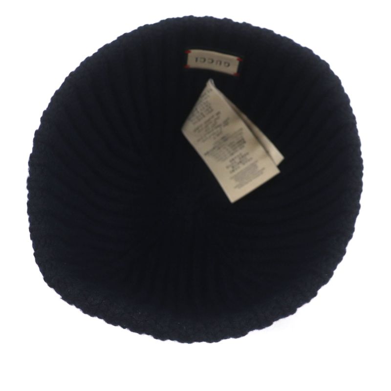 Gucci 759059 75% Wool Hat With Logo Badge Navy M (58cm (22.83in)) Made In