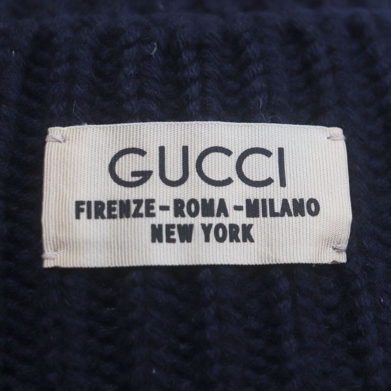 Gucci 759059 75% Wool Hat With Logo Badge Navy M (58cm (22.83in)) Made In
