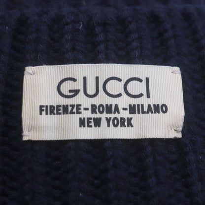Gucci 759059 75% Wool Hat With Logo Badge Navy M (58cm (22.83in)) Made In