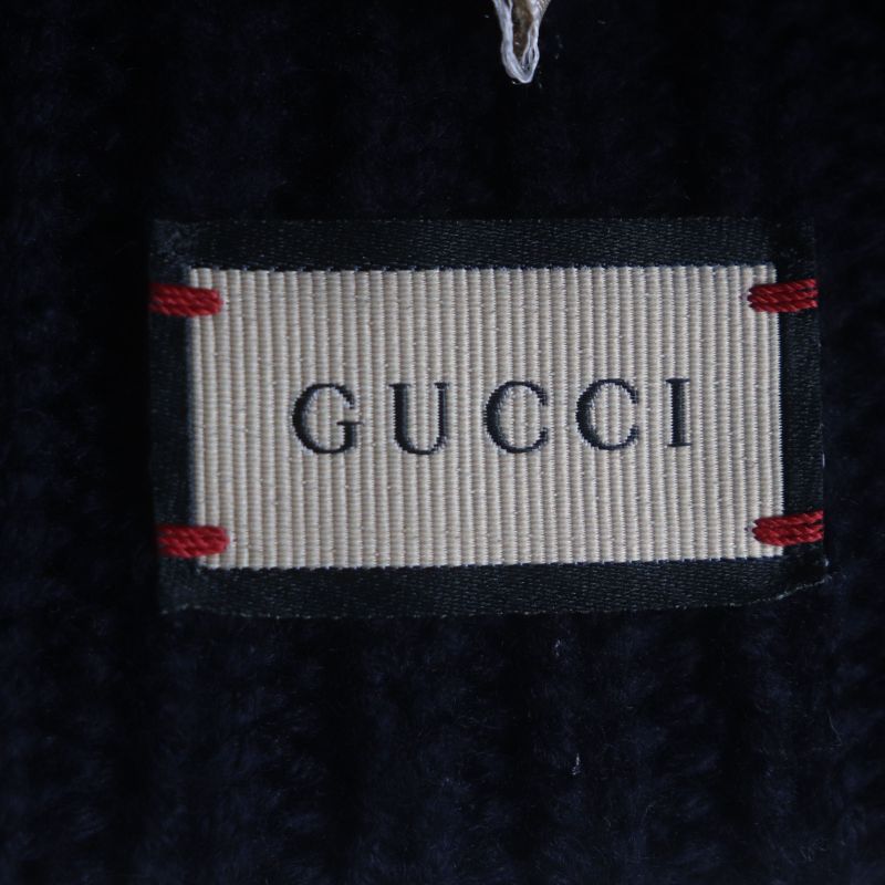 Gucci 759059 75% Wool Hat With Logo Badge Navy M (58cm (22.83in)) Made In