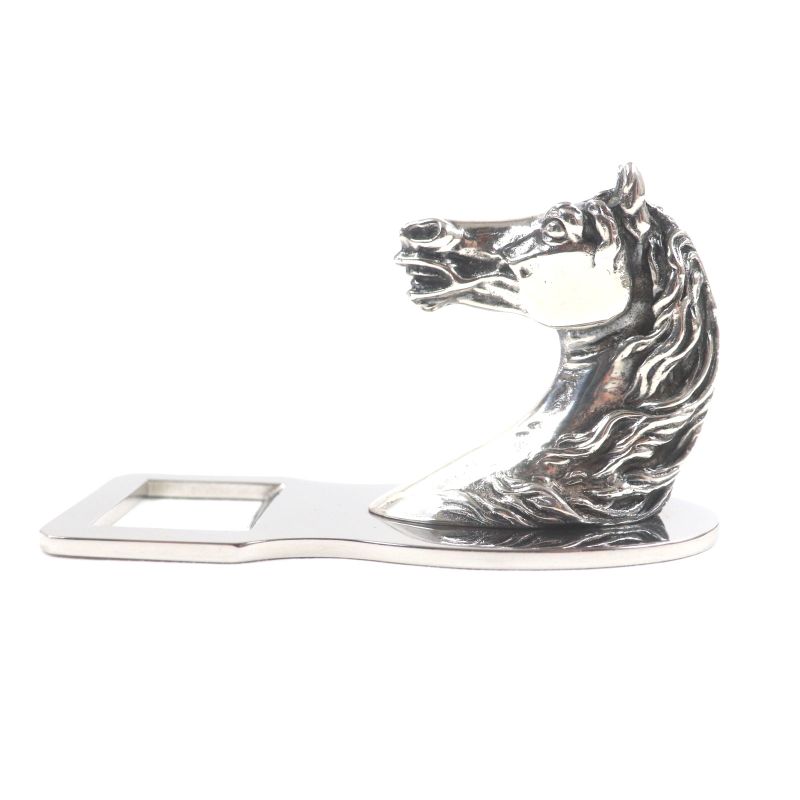 Hermes Vintage Cheval Metal Horse Motif Bottle Opener Silver With Box Made In