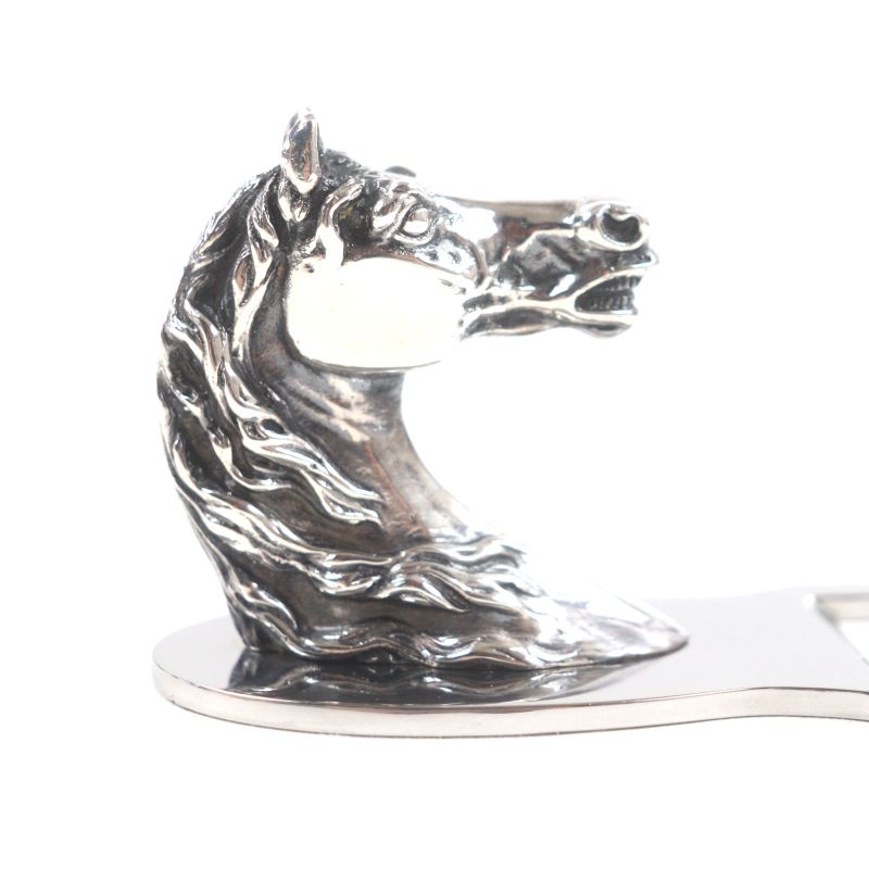 Hermes Vintage Cheval Metal Horse Motif Bottle Opener Silver With Box Made In