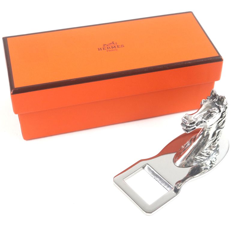 Hermes Vintage Cheval Metal Horse Motif Bottle Opener Silver With Box Made In