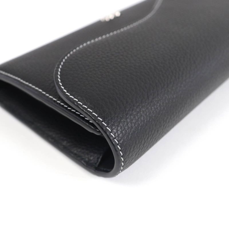 DIOR 2adbc321ykk Saddle Long Wallet Leather Long Wallet Black Silver Hardware