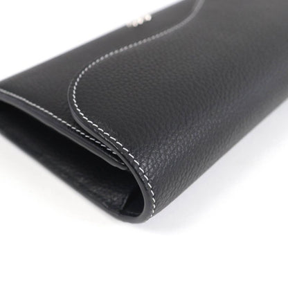 DIOR 2adbc321ykk Saddle Long Wallet Leather Long Wallet Black Silver Hardware