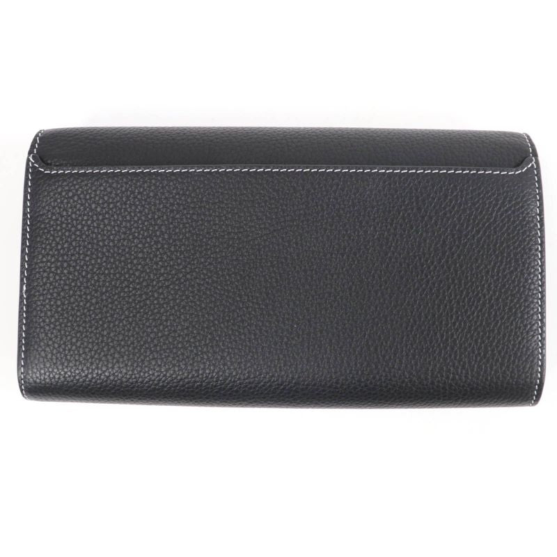 DIOR 2adbc321ykk Saddle Long Wallet Leather Long Wallet Black Silver Hardware