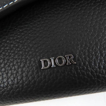 DIOR 2adbc321ykk Saddle Long Wallet Leather Long Wallet Black Silver Hardware