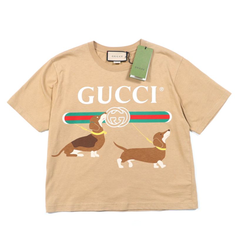 Gucci 22SS 548334 100% Cotton Short Sleeve T-shirt With Logo And Dog Design