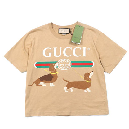 Gucci 22SS 548334 100% Cotton Short Sleeve T-shirt With Logo And Dog Design