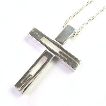 Gucci Cutout Cross Necklace Ag925 G Cross Logo Accessory Necklace Silver With