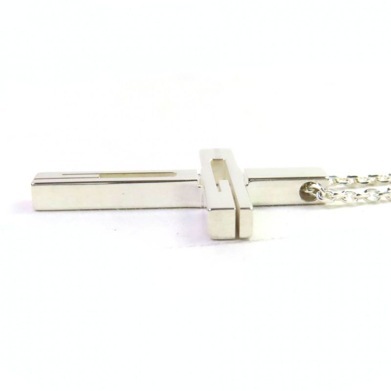 Gucci Cutout Cross Necklace Ag925 G Cross Logo Accessory Necklace Silver With