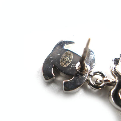 CHANEL 07A Coco Mark Camellia Swing Earrings For Both Ears Silver With Box Made