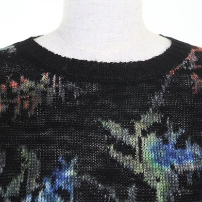 Christian DIOR 324s16am732 100% Hemp Floral Pattern Short Sleeve Knit Black 40