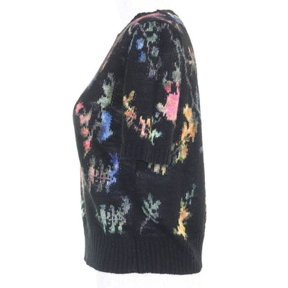 Christian DIOR 324s16am732 100% Hemp Floral Pattern Short Sleeve Knit Black 40