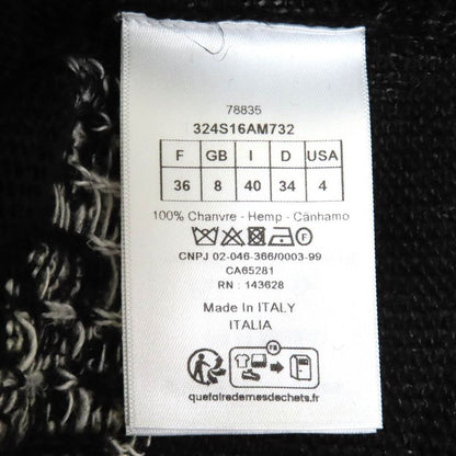 Christian DIOR 324s16am732 100% Hemp Floral Pattern Short Sleeve Knit Black 40