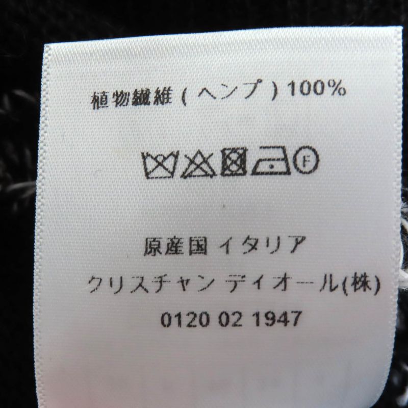 Christian DIOR 324s16am732 100% Hemp Floral Pattern Short Sleeve Knit Black 40