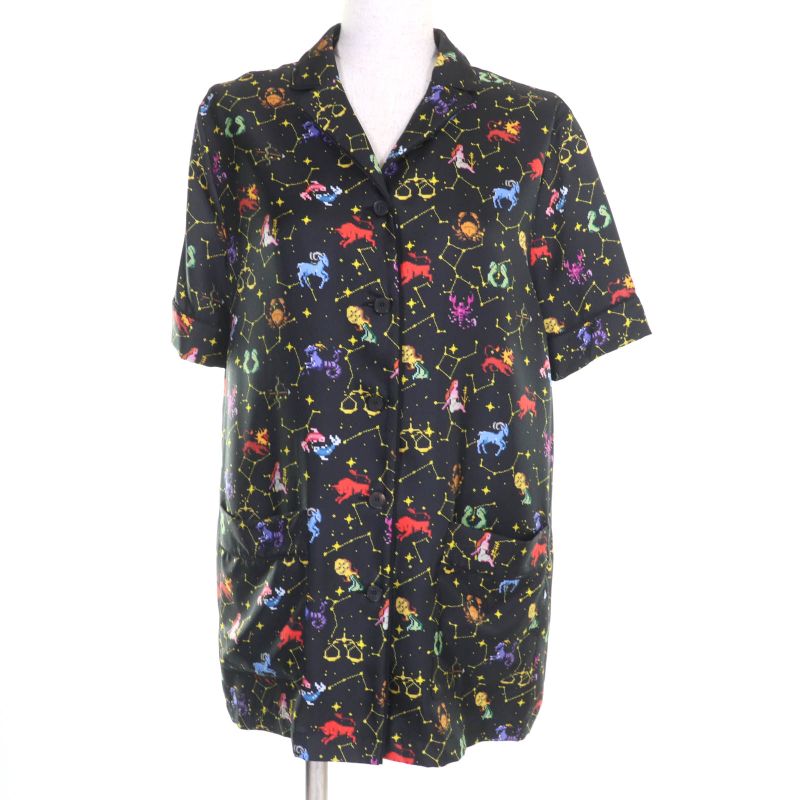 Christian DIOR 22AW 241v29a6633 100% Silk Zodiac Pixel Short Sleeve Shirt With