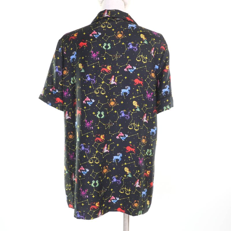 Christian DIOR 22AW 241v29a6633 100% Silk Zodiac Pixel Short Sleeve Shirt With