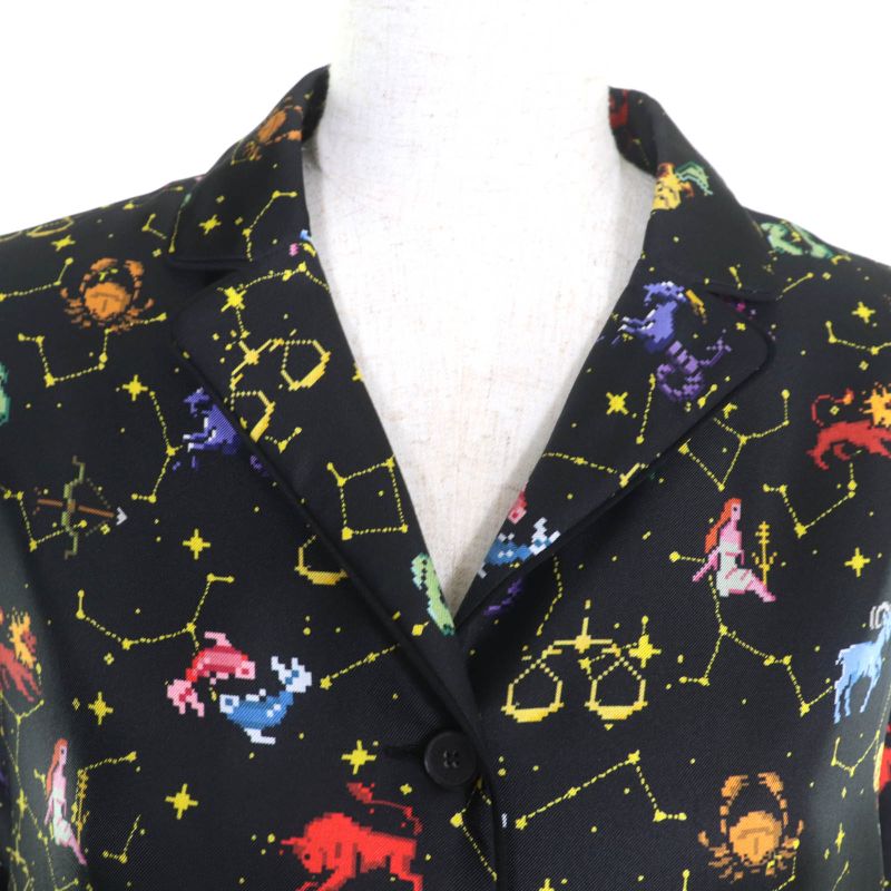 Christian DIOR 22AW 241v29a6633 100% Silk Zodiac Pixel Short Sleeve Shirt With