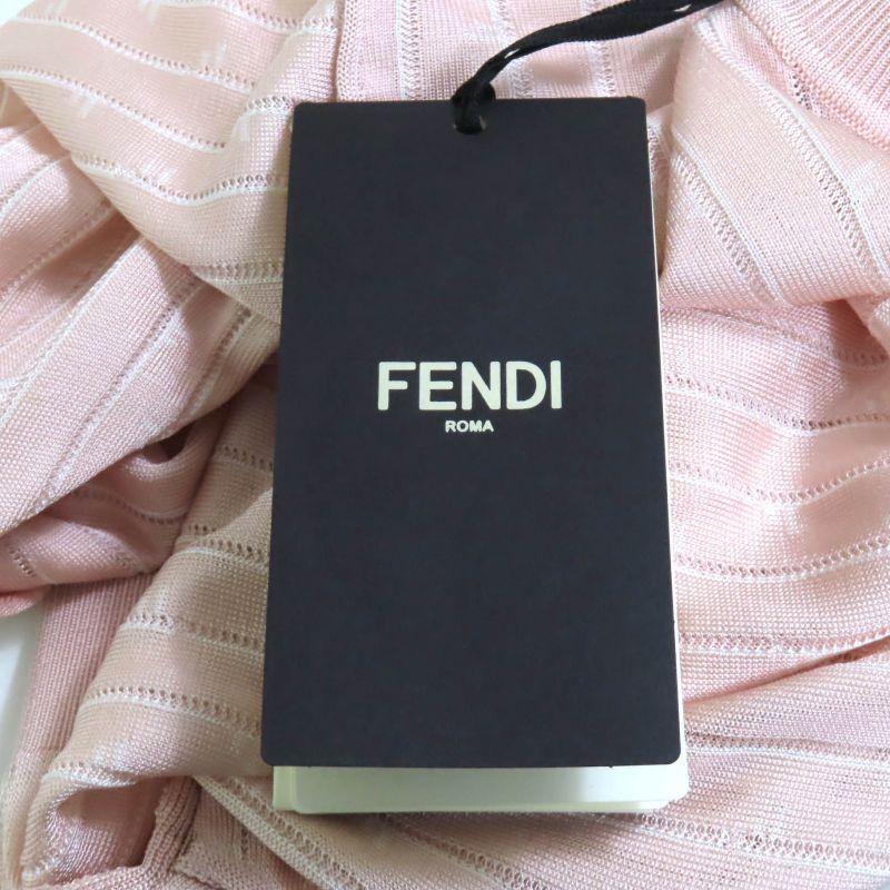 Fendi 2022 Fzx834 Cropped High Neck Long Sleeve Knit Top Pink 38 Made In Italy