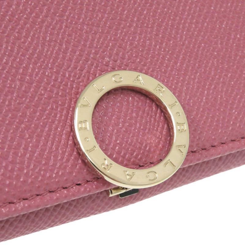 Bulgari Bvlgari Logo Clip Leather Pink Long Wallet 1274 Bvlgari