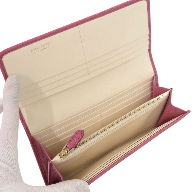 Bulgari Bvlgari Logo Clip Leather Pink Long Wallet 1274 Bvlgari