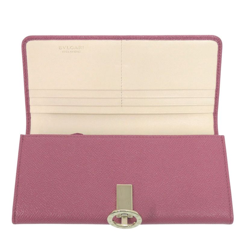 Bulgari Bvlgari Logo Clip Leather Pink Long Wallet 1274 Bvlgari
