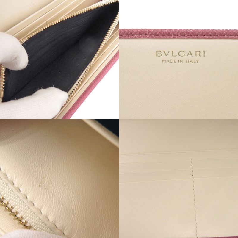 Bulgari Bvlgari Logo Clip Leather Pink Long Wallet 1274 Bvlgari