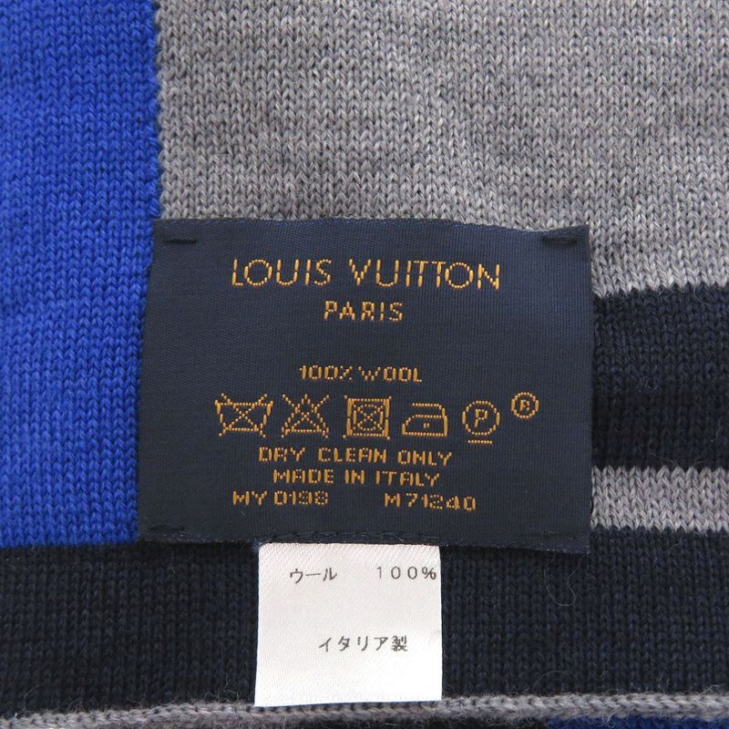 Louis Vuitton Echarpe LV Horizon M71240 Wool Grey Navy Scarf LV 1320 Louis