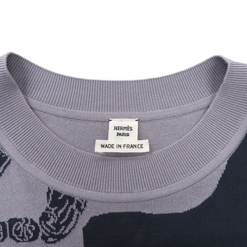 Hermes Short Sleeve Knit Jacquard Knit Brid De Gala H5e2685da Knit Rayon Silk