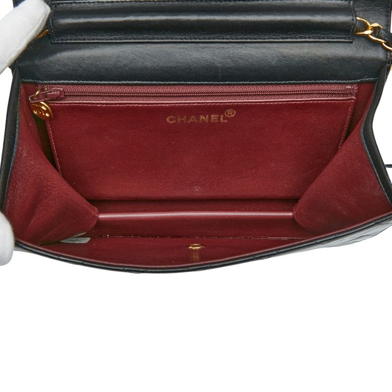 Chanel Matelasse Coco Mark Chain Shoulder Bag Black Lambskin Women Chanel