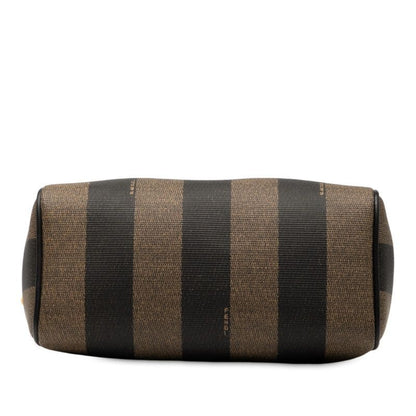 Fendi Pecan Handbag Mini Boston Bag Khaki Brown Black PVC Leather Women Fendi