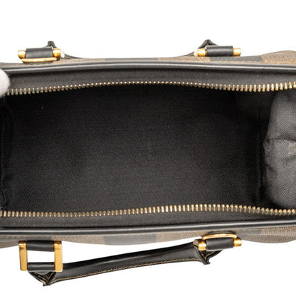 Fendi Pecan Handbag Mini Boston Bag Khaki Brown Black PVC Leather Women Fendi