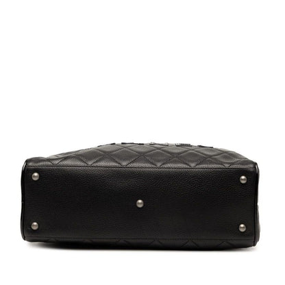 Chanel Matelasse Mini Boston Bag Handbag A15685 Black Caviar Skin Patent