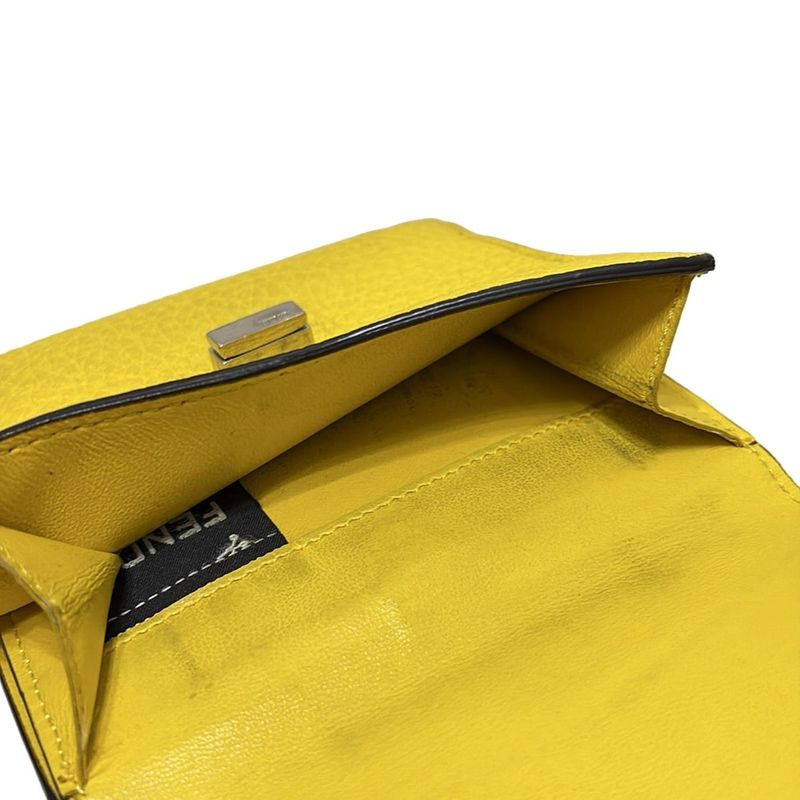 Fendi Bifold Wallet Peekaboo 8m0438 Yellow Leather